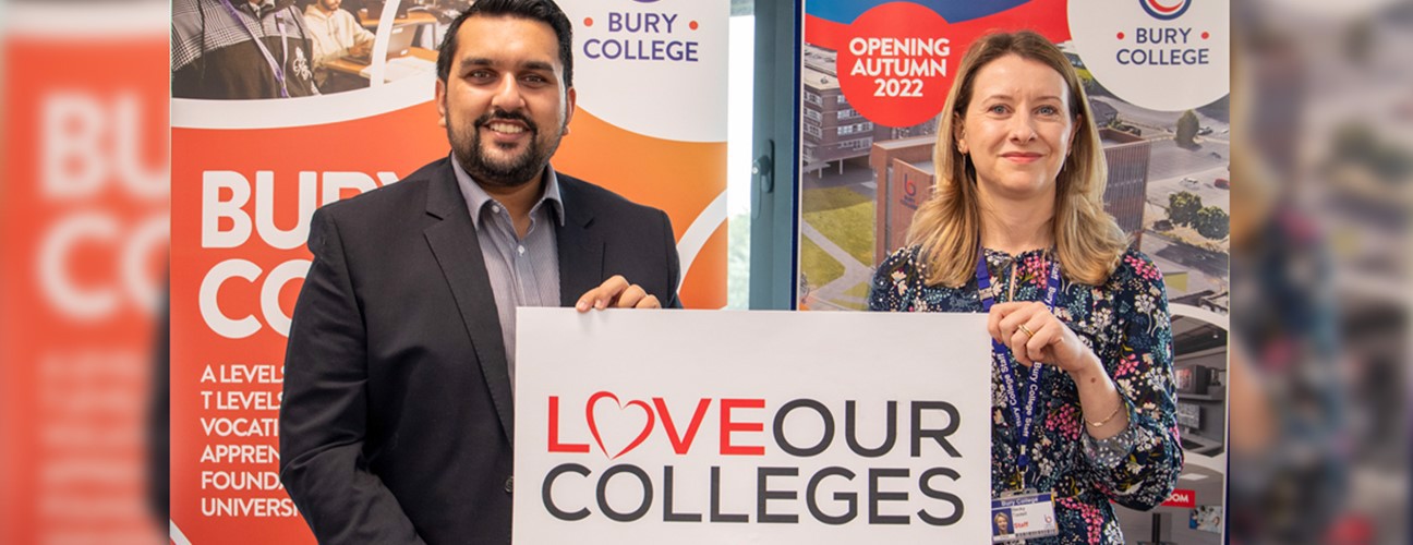 Councillor Tamoor Tariq celebrating Colleges Week with Becky Tootell