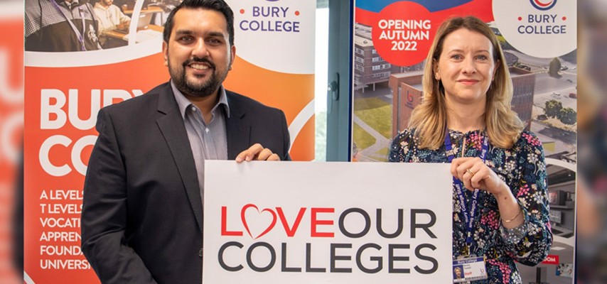 Councillor Tamoor Tariq celebrating Colleges Week with Becky Tootell