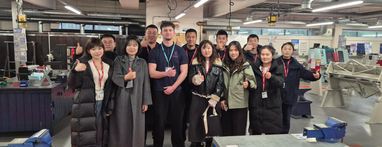 a row of Chinese delegacy students visiting Bury College