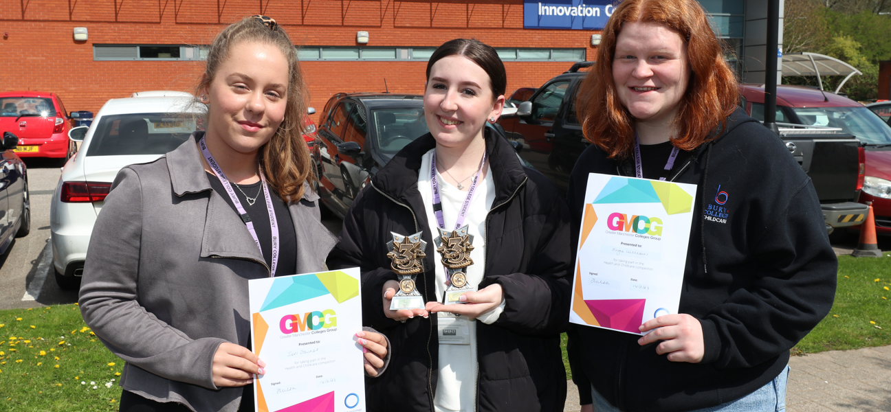Bury College Health students with certificates 