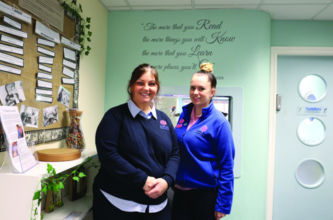 two people stood in a classroom