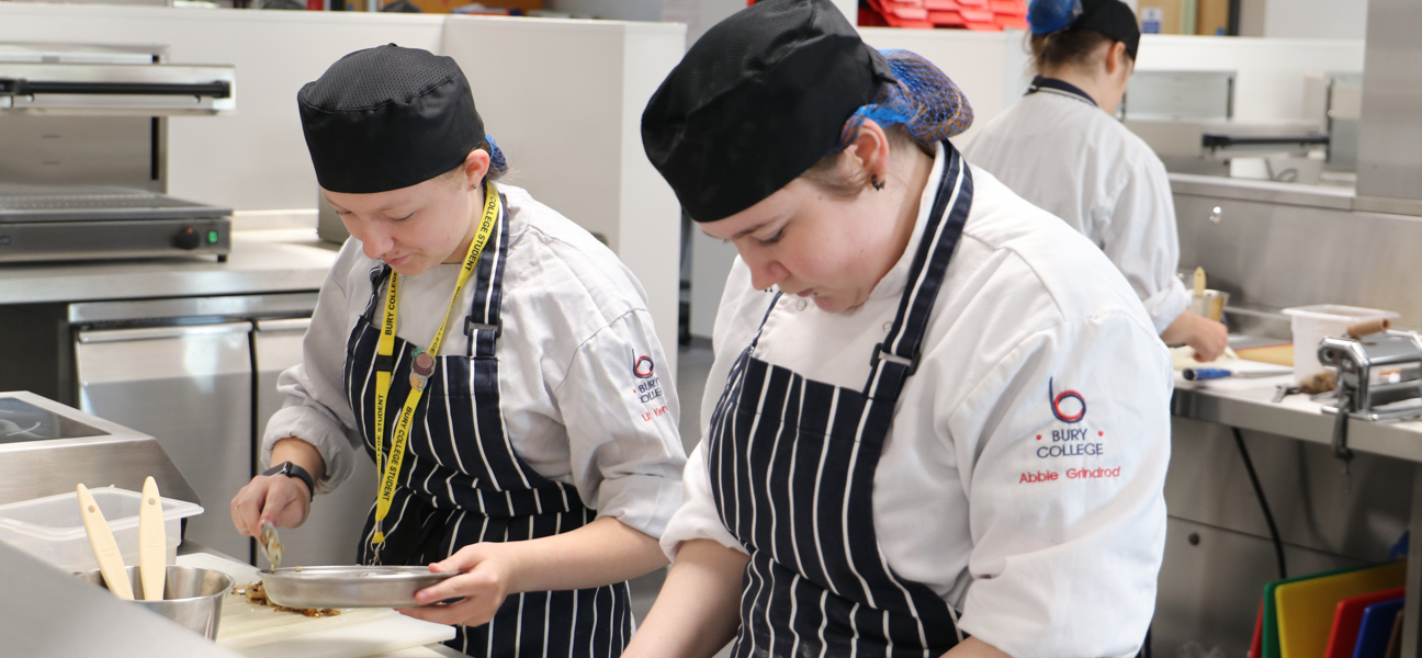 Catering students working hard in new trainee kitchen