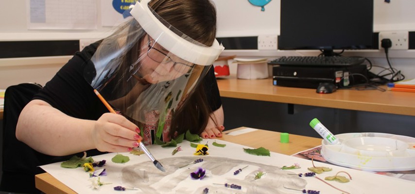 A Bury College Foundation Studies student painting