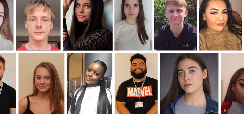 Collage of students from the Bury College School of Performance Class of 2020
