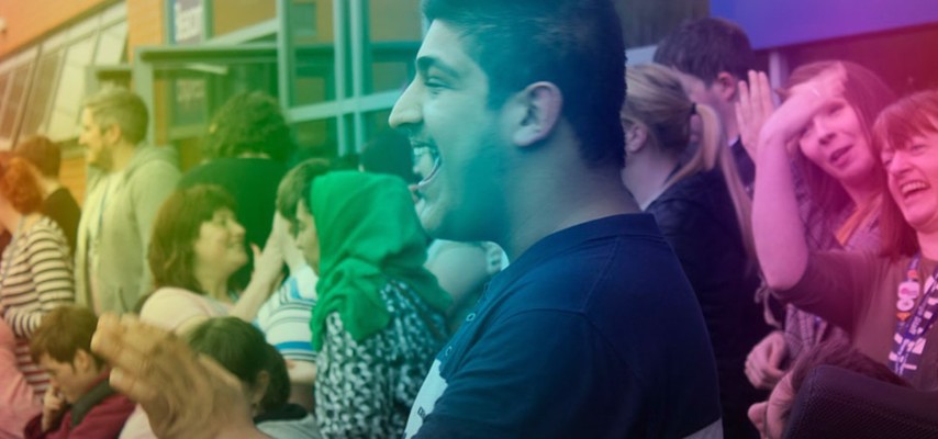 Students celebrating at an Equality and Diversity event