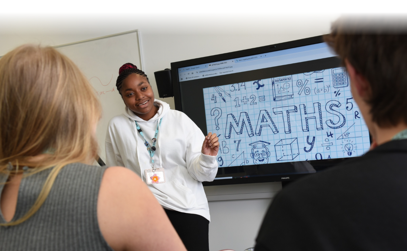 student presenting in a Maths class