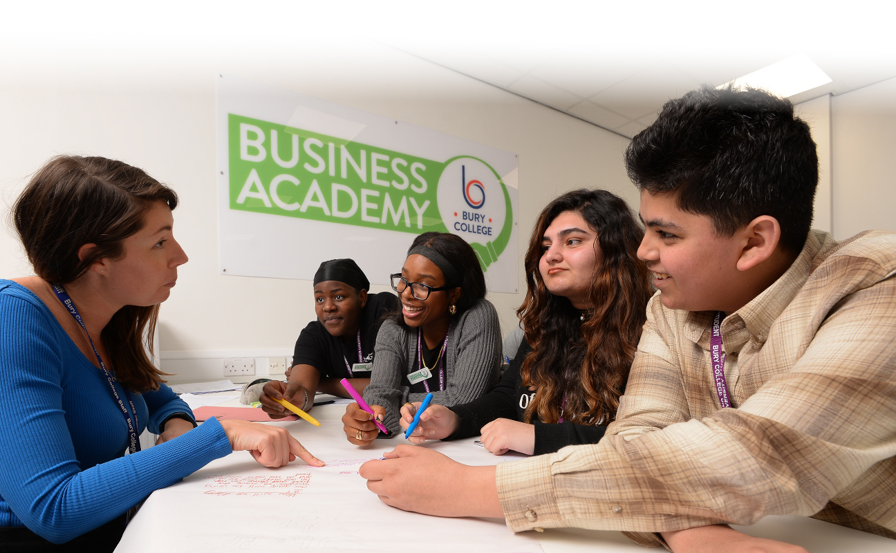 Business and Management students taking part in a classroom activity