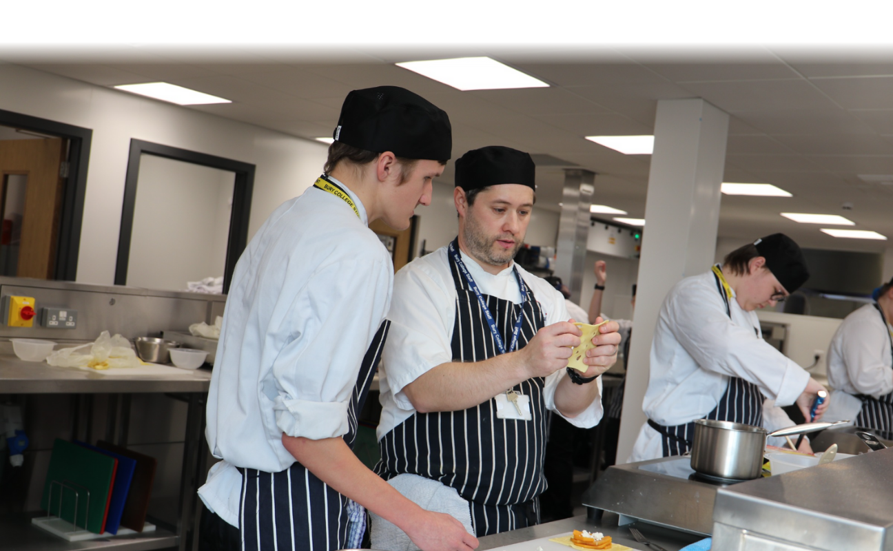 catering student and teacher doing some baking