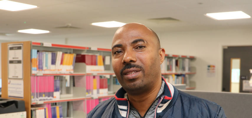 Adult student in Library