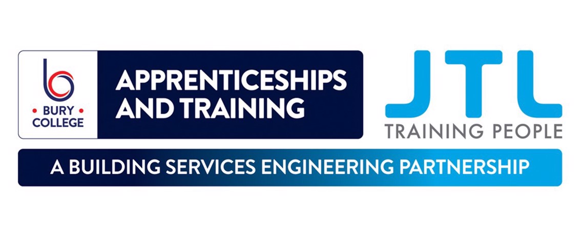 Banner showing the Bury College Apprenticeships and JTL engineering partnership