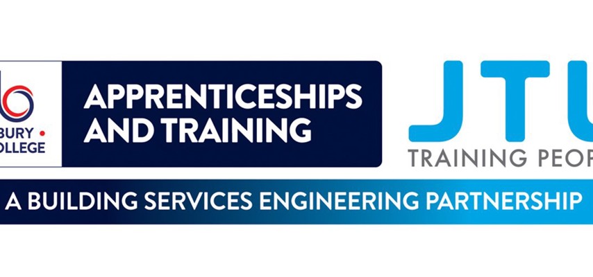 Banner showing the Bury College Apprenticeships and JTL engineering partnership