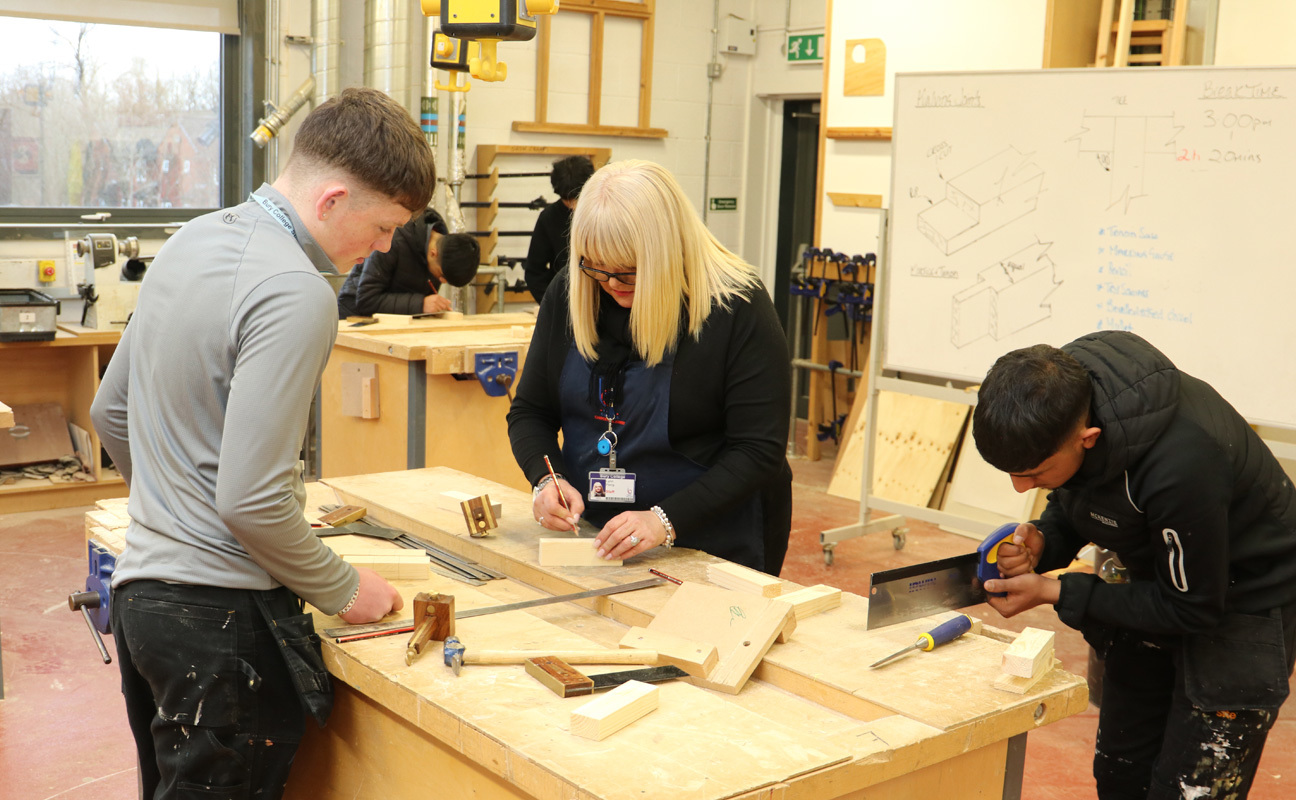 Prospects Construction students taking part in a practical session
