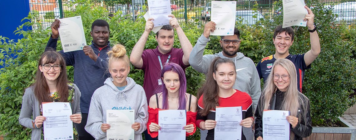 Group of students celebrating their results