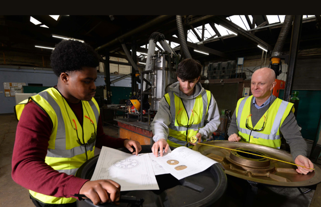 Students on placement at engineering form