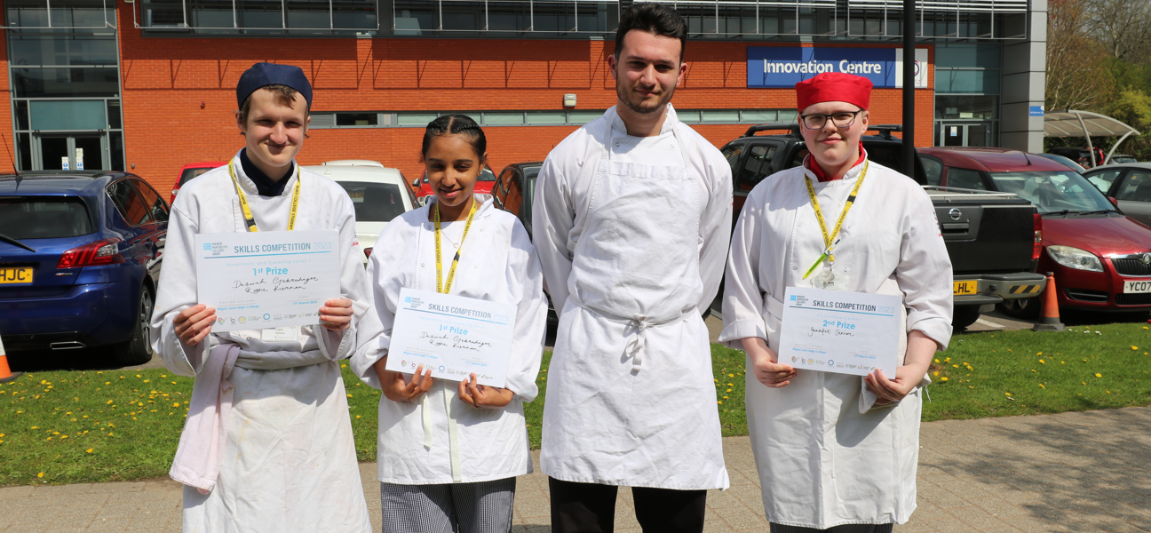 Bury College Catering students with certificates.