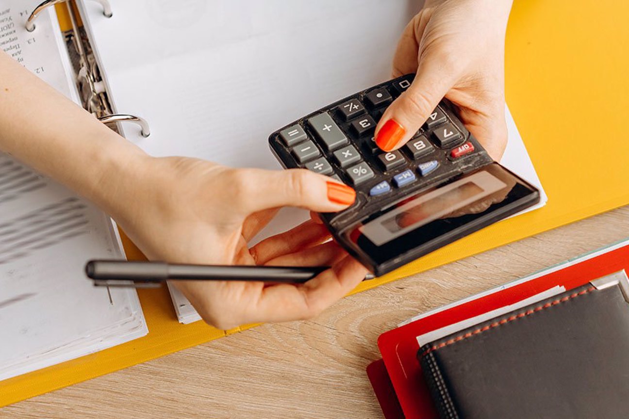 Student using a calculator