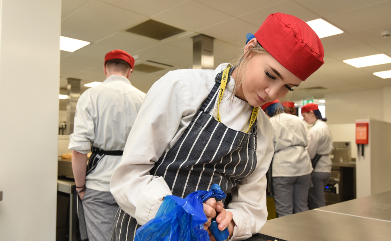catering student in a classroom