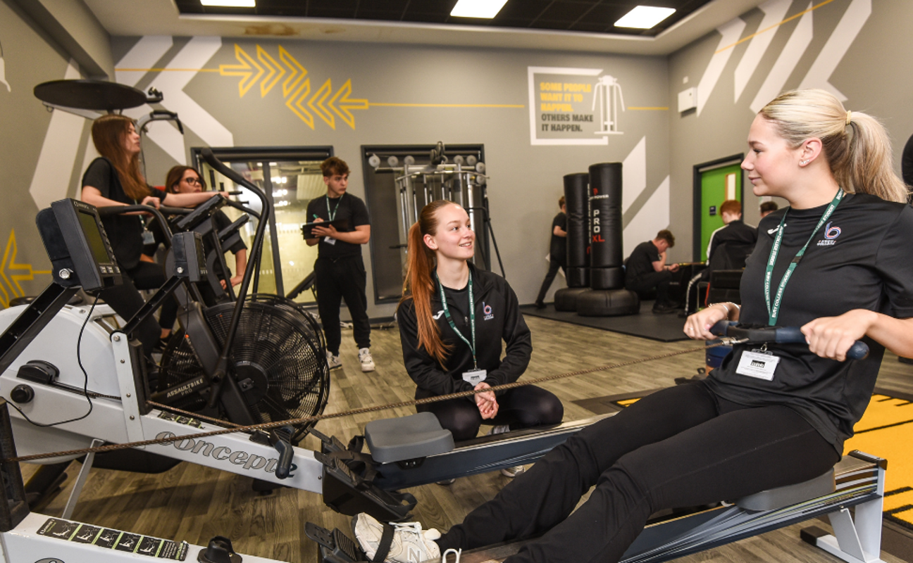 Bury College sport learners doing a practical activity in the gym