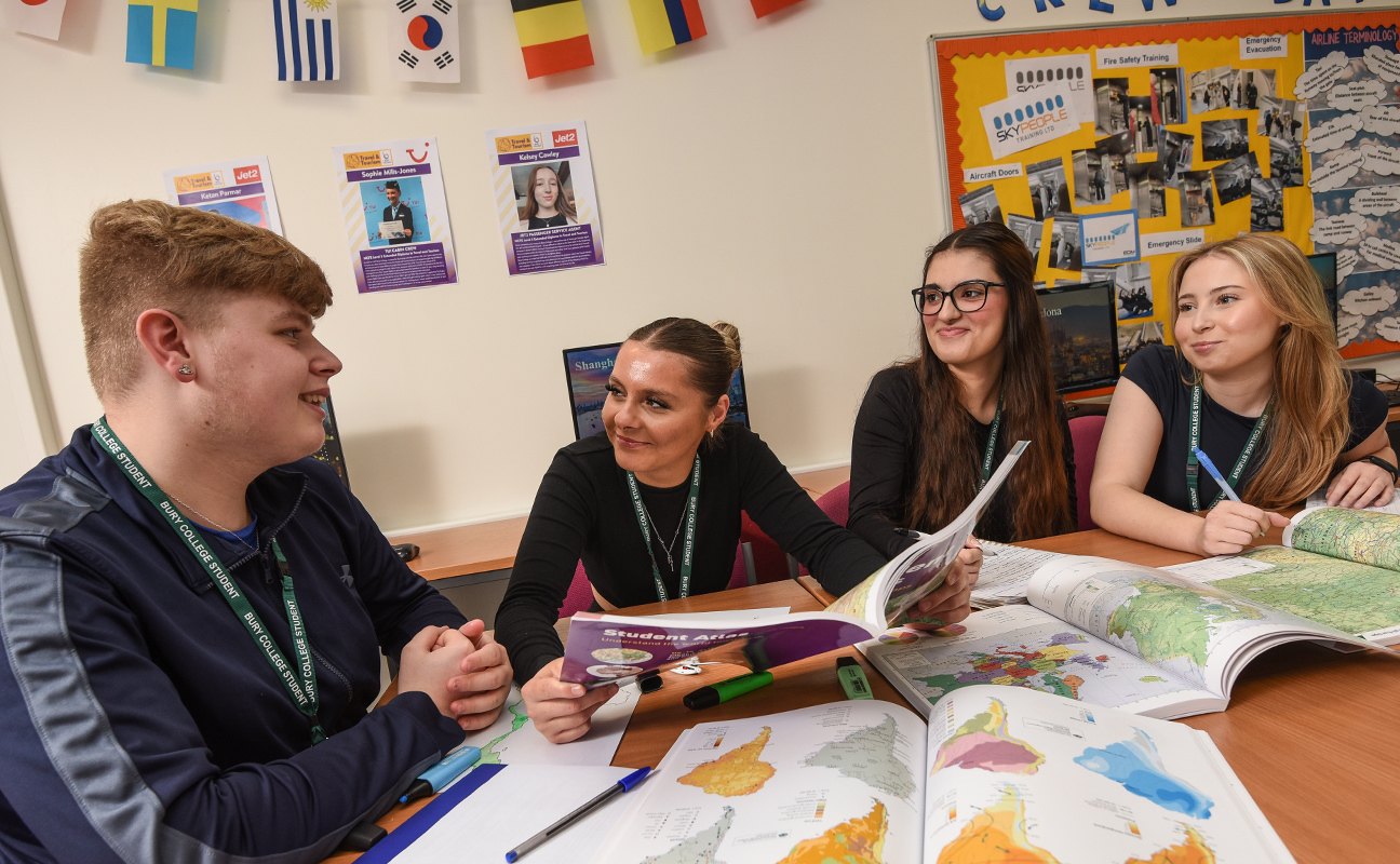 Travel and Tourism students working in a classroom