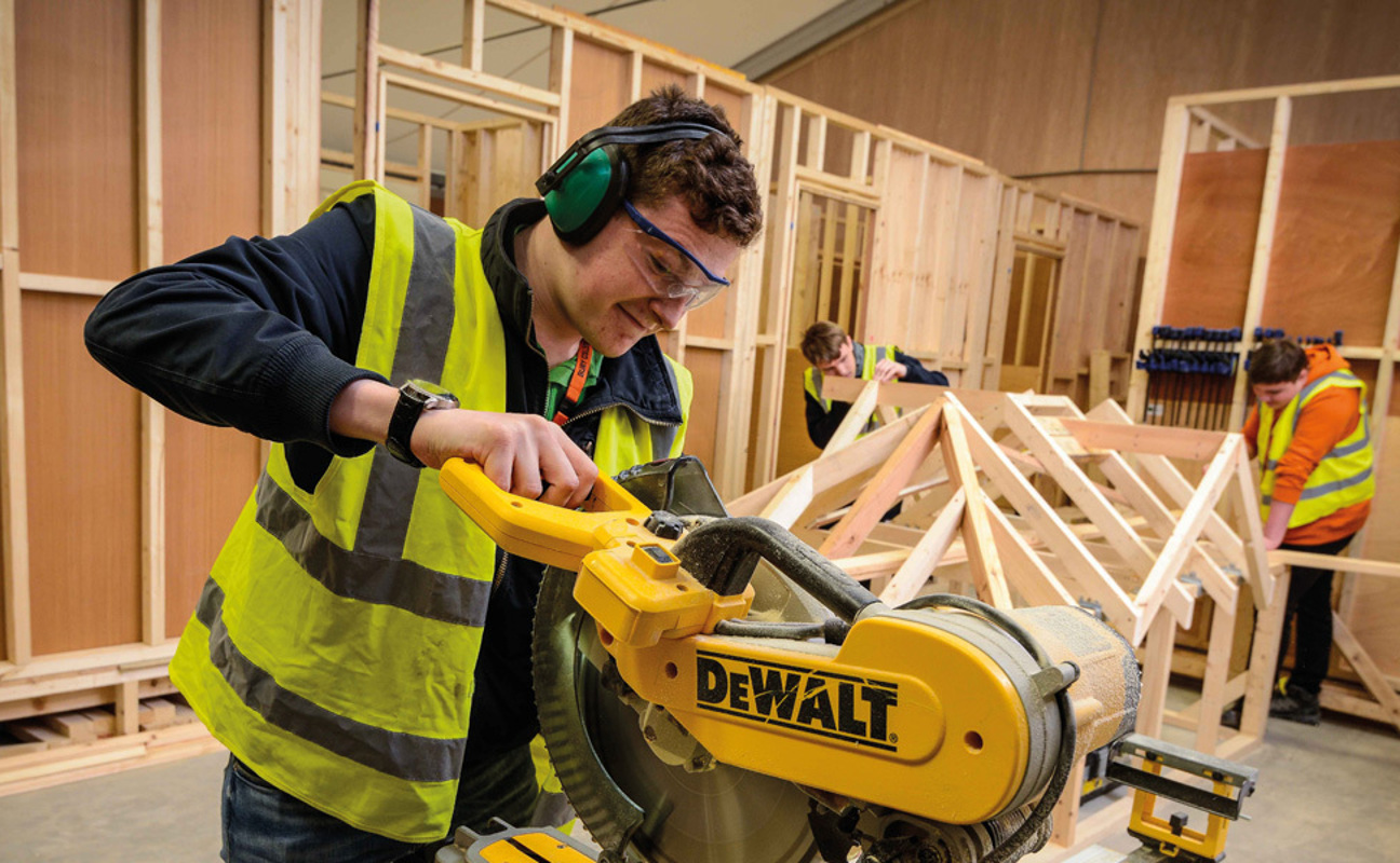 Carpentry and Joinery students in the workshop