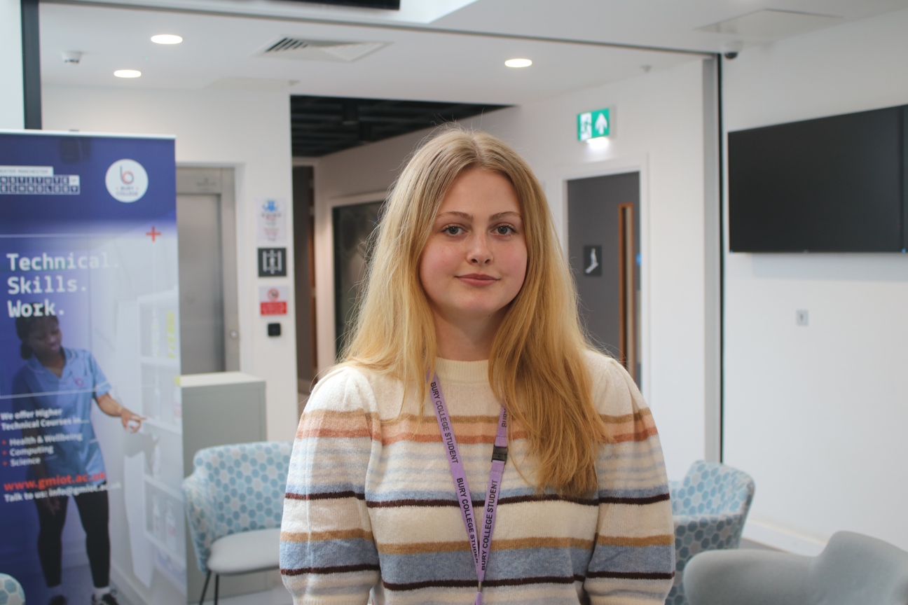 student stood in the health and digital centre