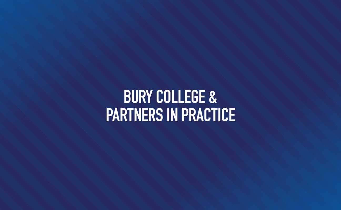 Bury College and Partners in Practice webinar header