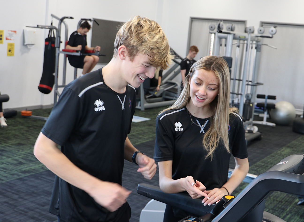 Students using a treadmill