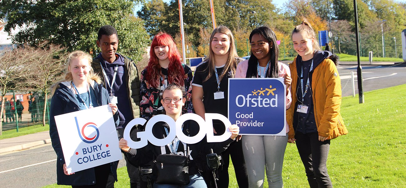 Students celebrating a Good Ofsted result
