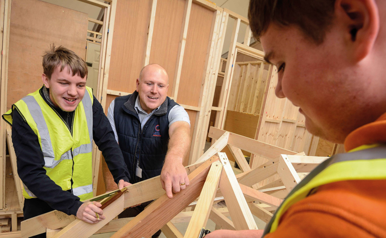 Carpentry and Joinery students in the workshop