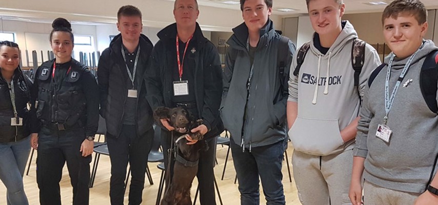 Public Service students stood with Prison Officers