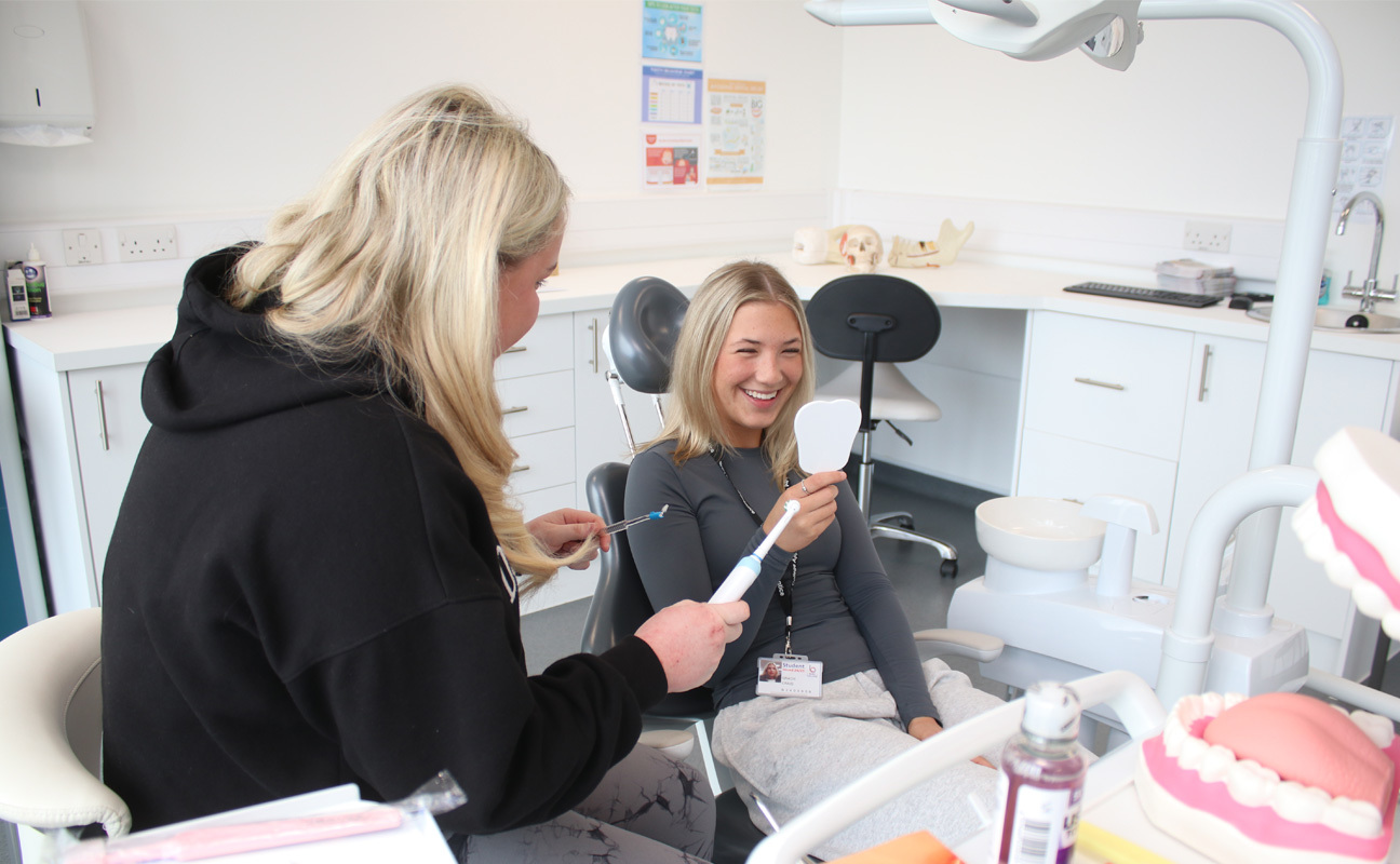 Students taking part in a practical in the Dental suite
