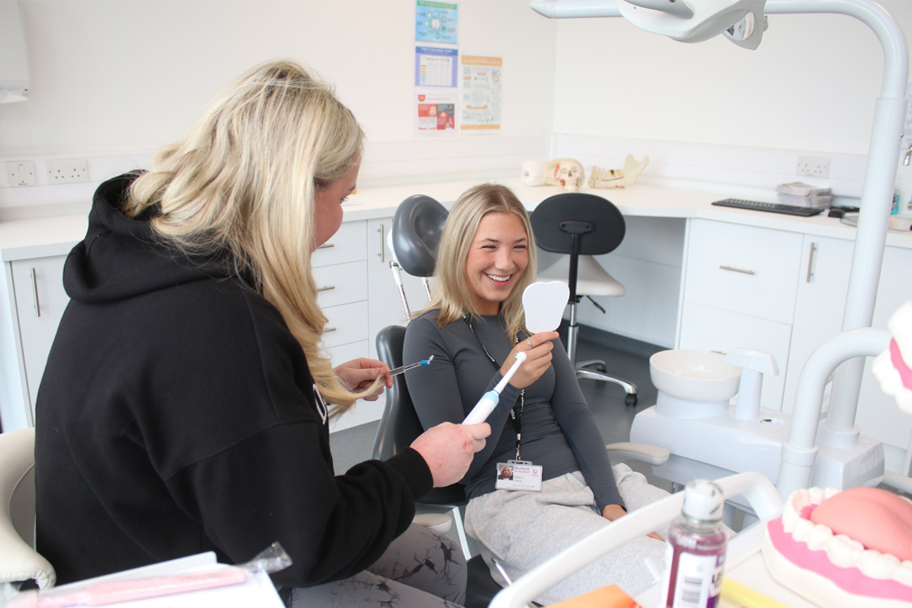 Students taking part in a practical in the Dental suite