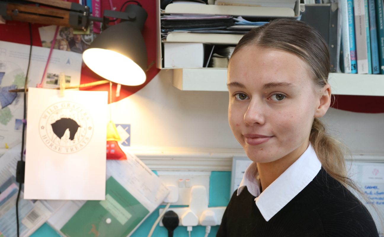 student sat at computer