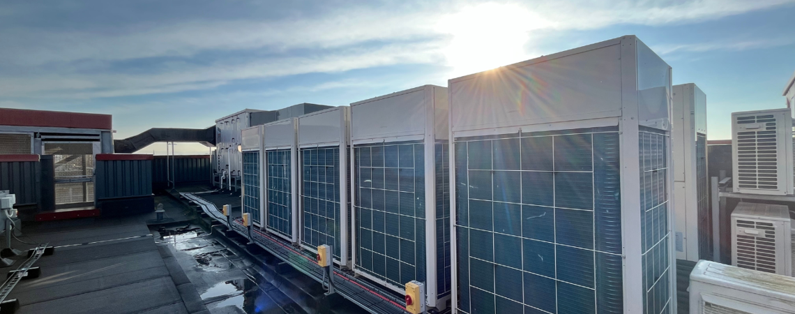 ashp devices on roof of health and digital centre