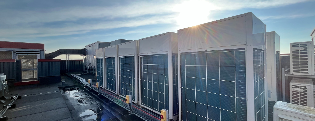 ashp devices on roof of health and digital centre