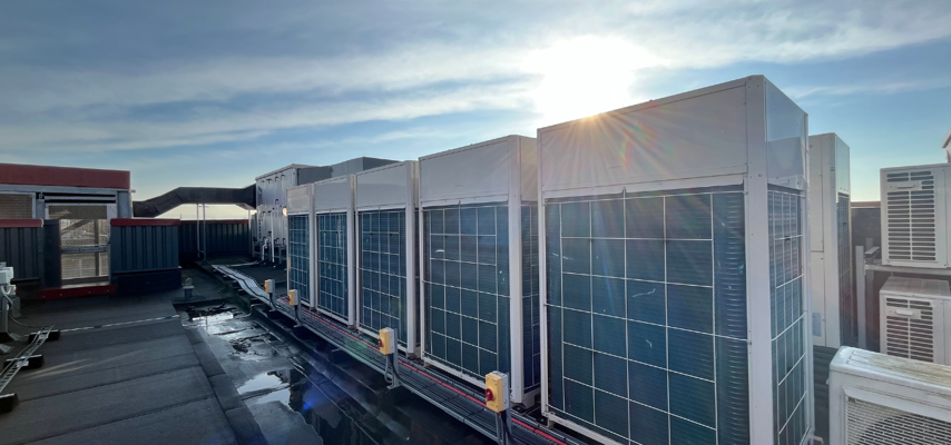 ashp devices on roof of health and digital centre