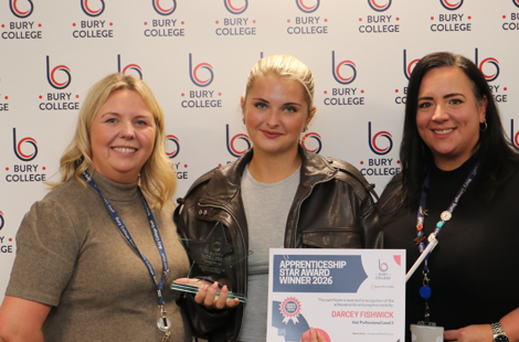 Staff and Apprentices at the Bury College Apprenticeship Star Award Ceremony