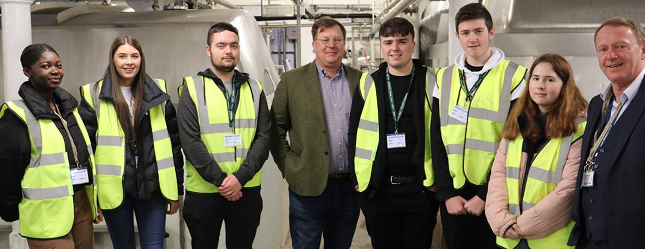 Bury College students visiting the JW Lees Greengate Brewery in Middleton