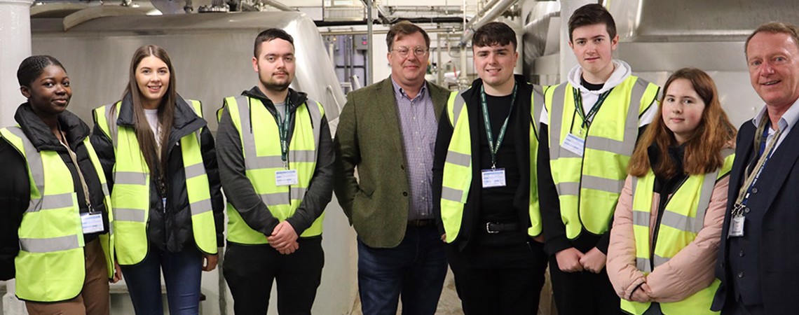 Bury College students visiting the JW Lees Greengate Brewery in Middleton