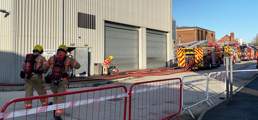 Greater Manchester Fire and Rescue Service in a high rise fire exercise