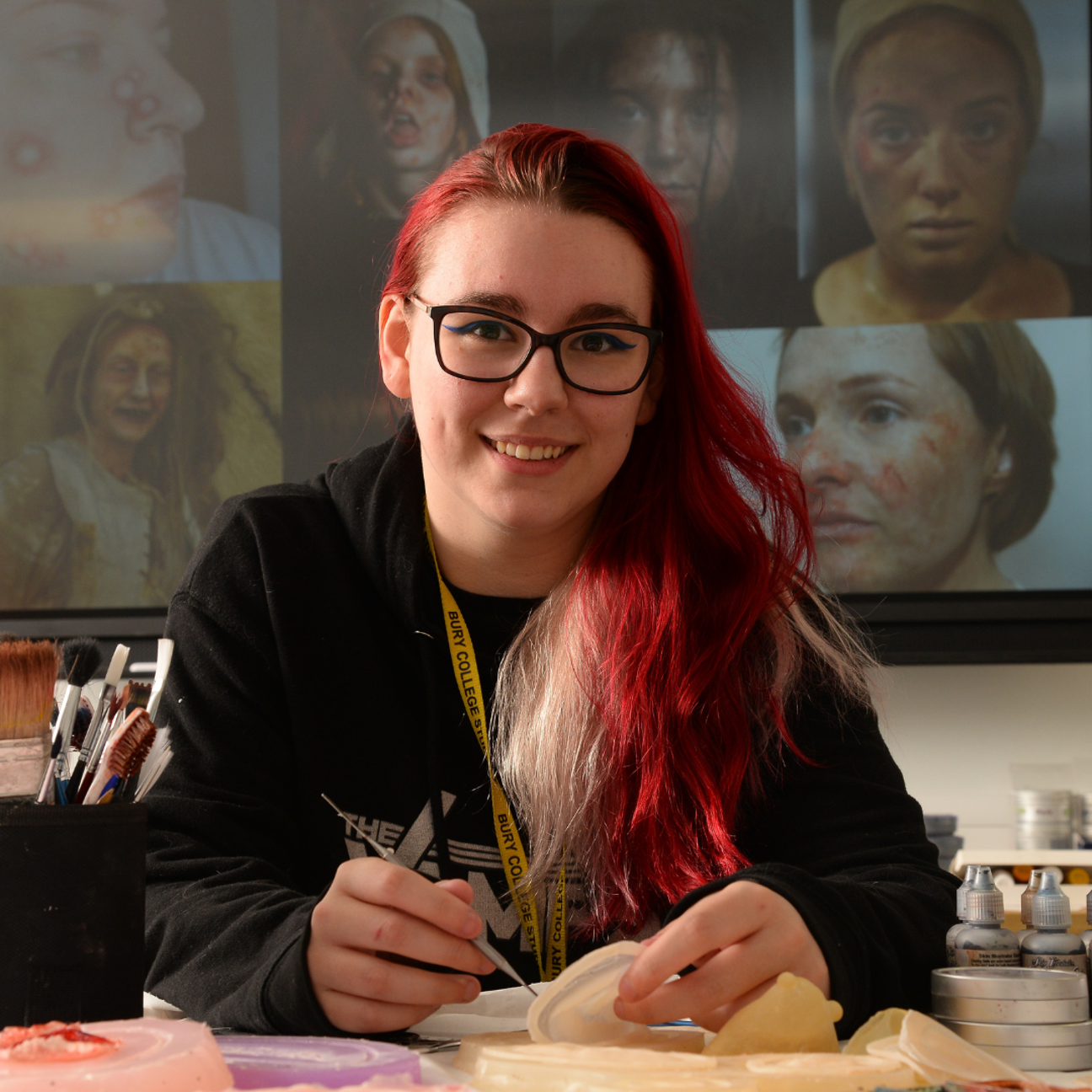 media make up student in a classroom