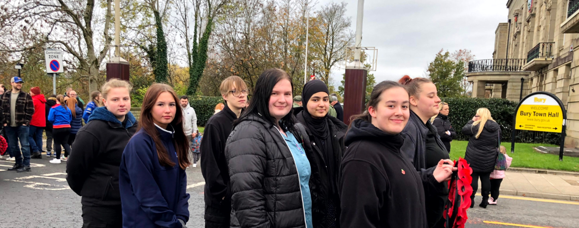 Bury College students at Remembrance Parade 