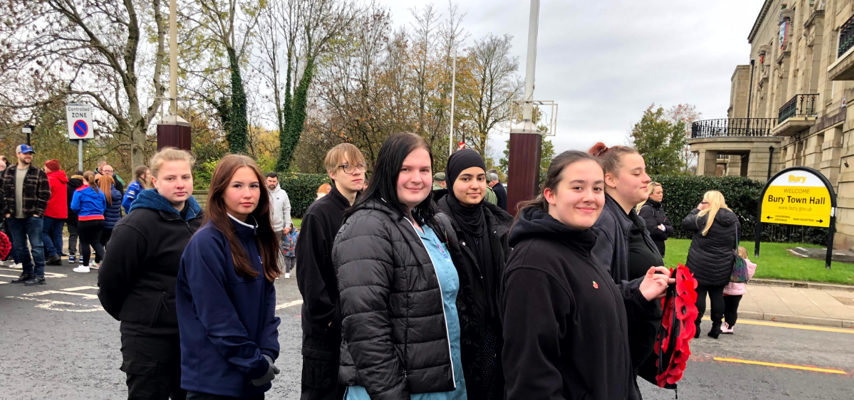 Bury College students at Remembrance Parade 