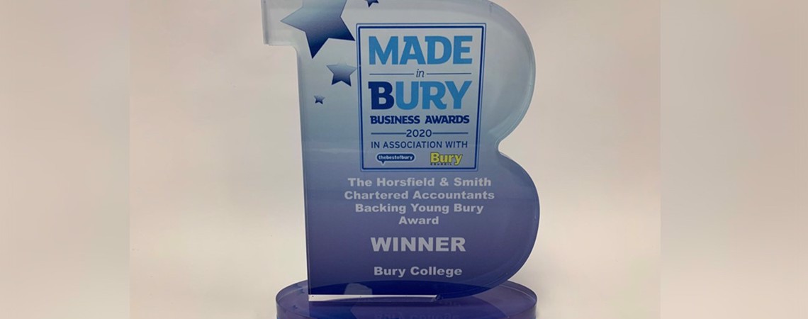 The Made in Bury "Backing Young Bury" Award, won by Bury College