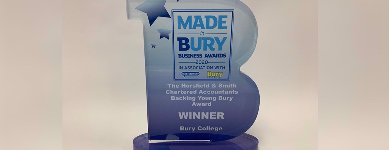 The Made in Bury "Backing Young Bury" Award, won by Bury College