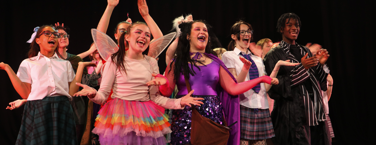 a group of performing arts students in the panto