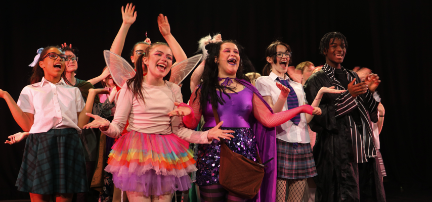 a group of performing arts students in the panto