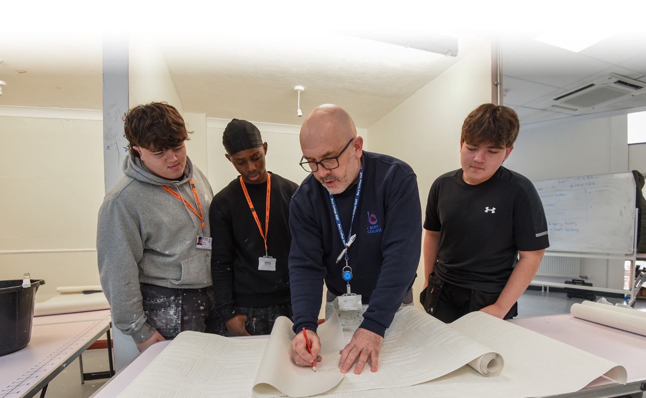 Painting and Decorating students taking part in a practical session