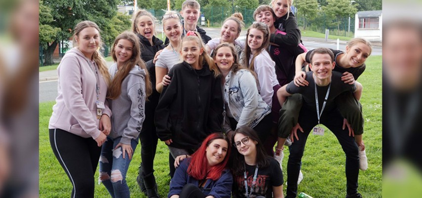 A group of Performing Arts students celebrating their scholarships