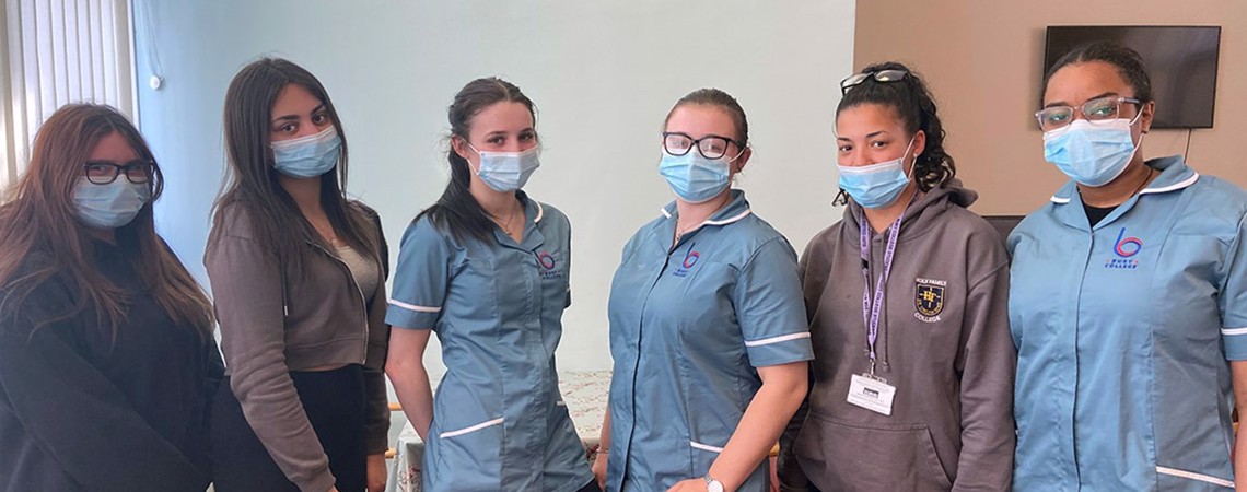A group of Bury College T Level Adult Nursing students